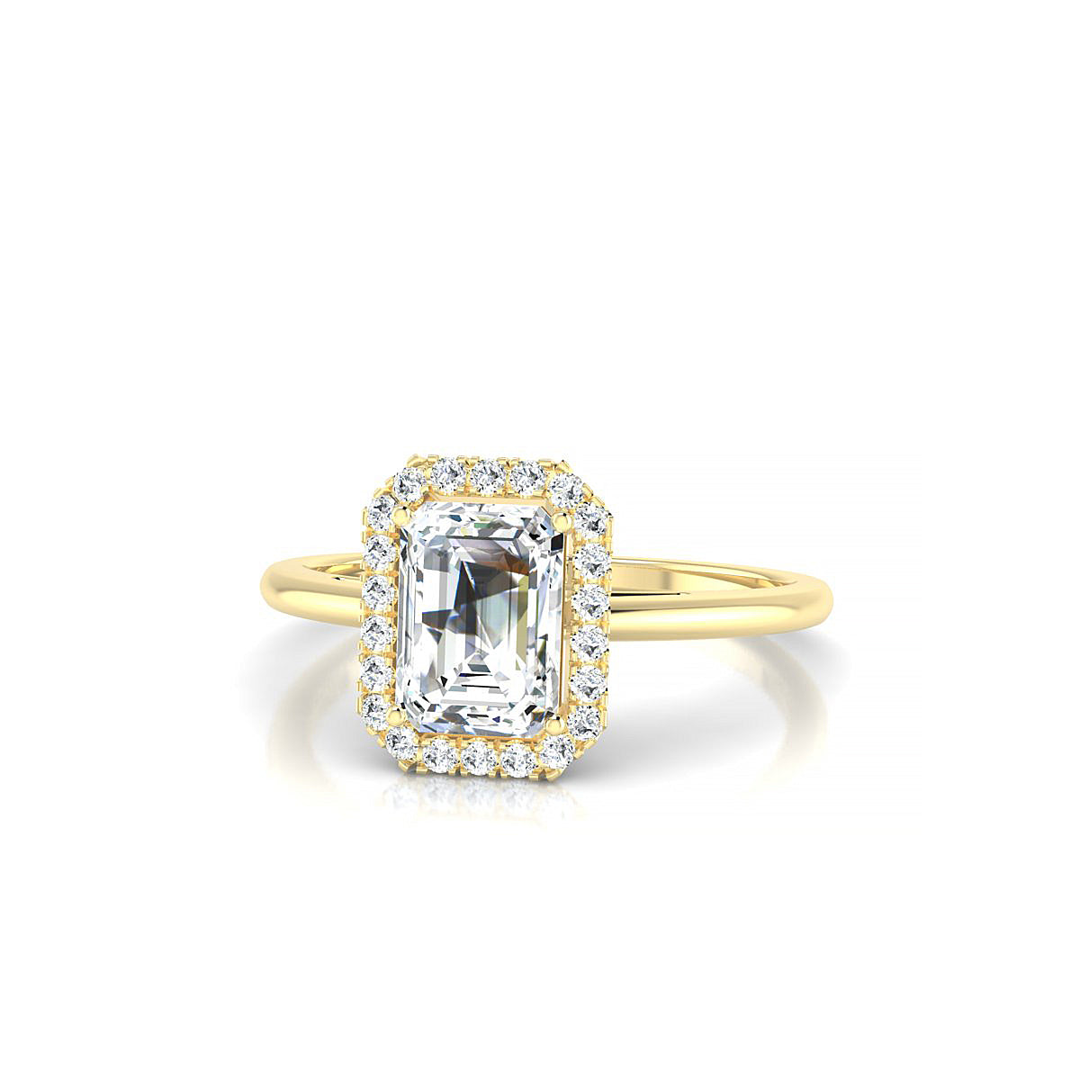 Solar | 18k Yellow Gold 7 x 5 mm Emerald Diamond Ring