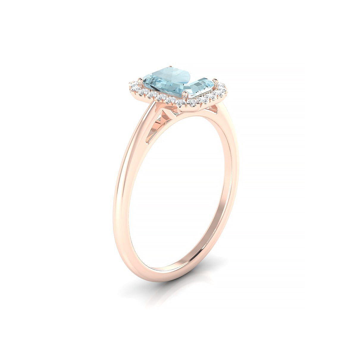 Solar | 18k Rose Gold 7 x 5 mm Emerald Aquamarine Ring