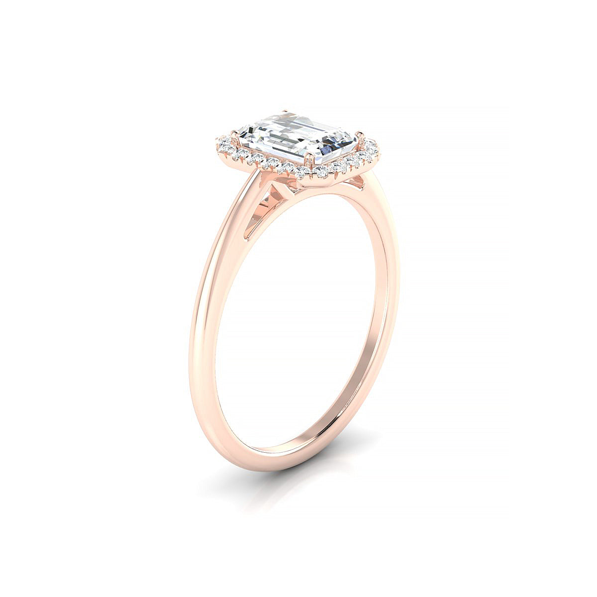 Solar | 18k Rose Gold 7 x 5 mm Emerald Diamond Ring
