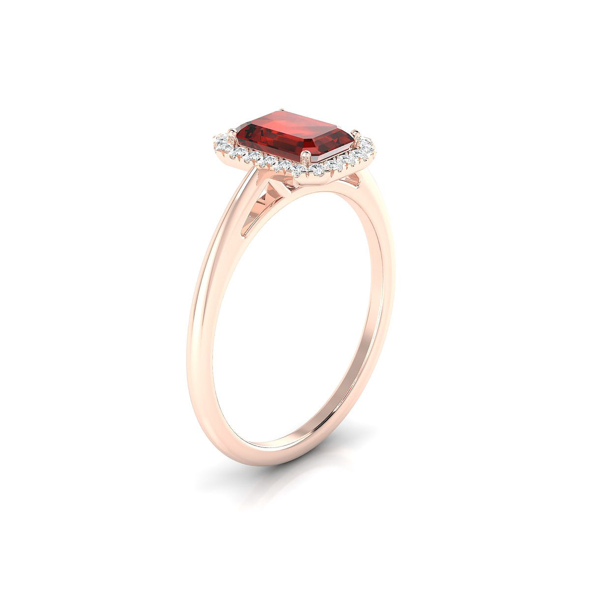 Solar | 18k Rose Gold 7 x 5 mm Emerald Garnet Ring