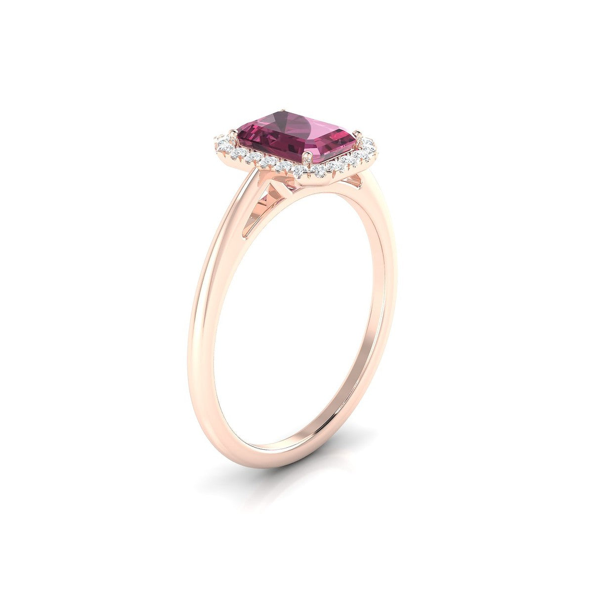 Solar | 18k Rose Gold 7 x 5 mm Emerald Rhodolite Ring