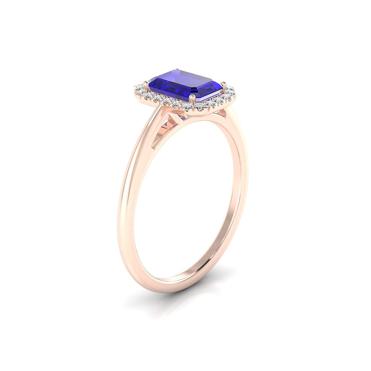 Solar | 18k Rose Gold 7 x 5 mm Emerald Tanzanite Ring