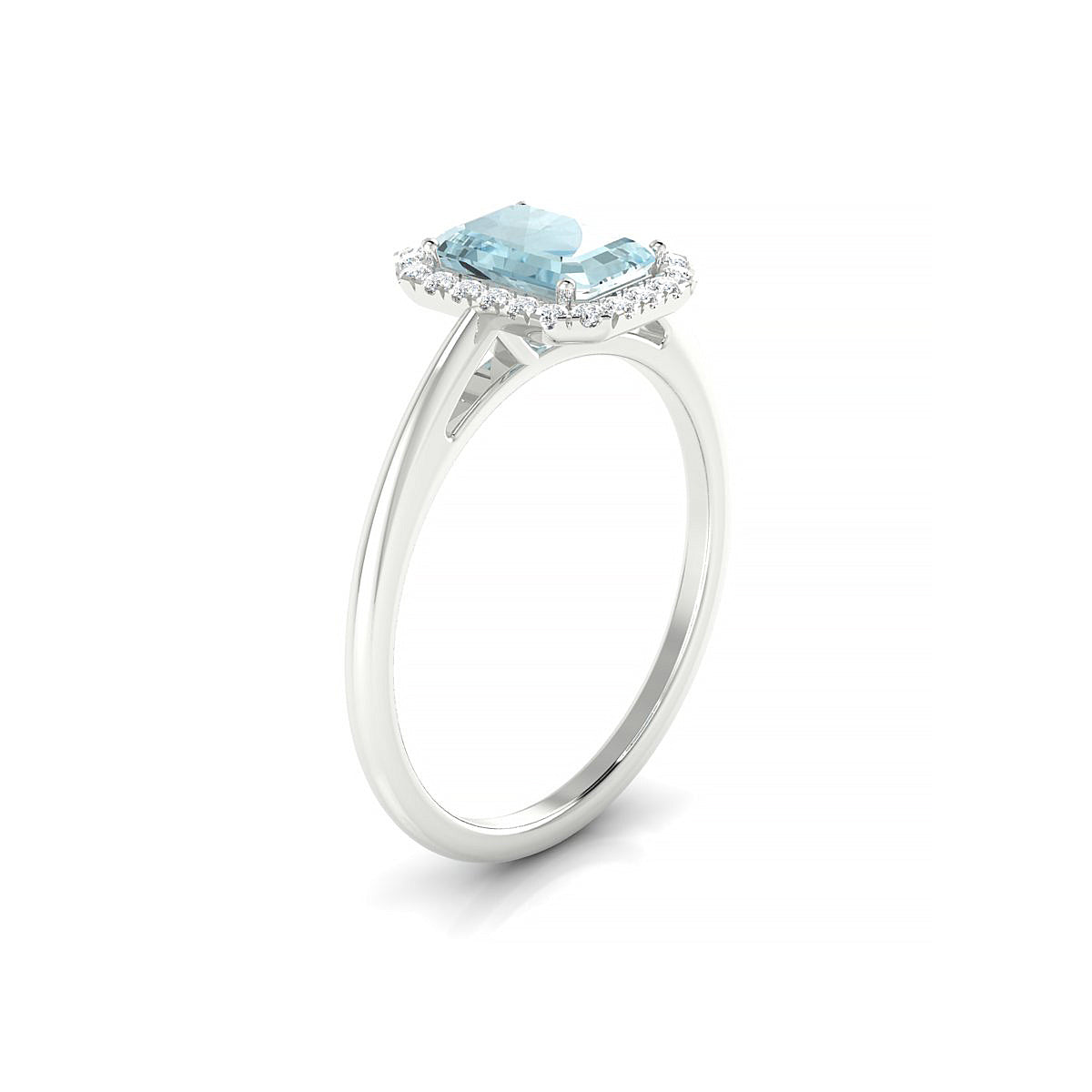 Solar | 18k White Gold 7 x 5 mm Emerald Aquamarine Ring
