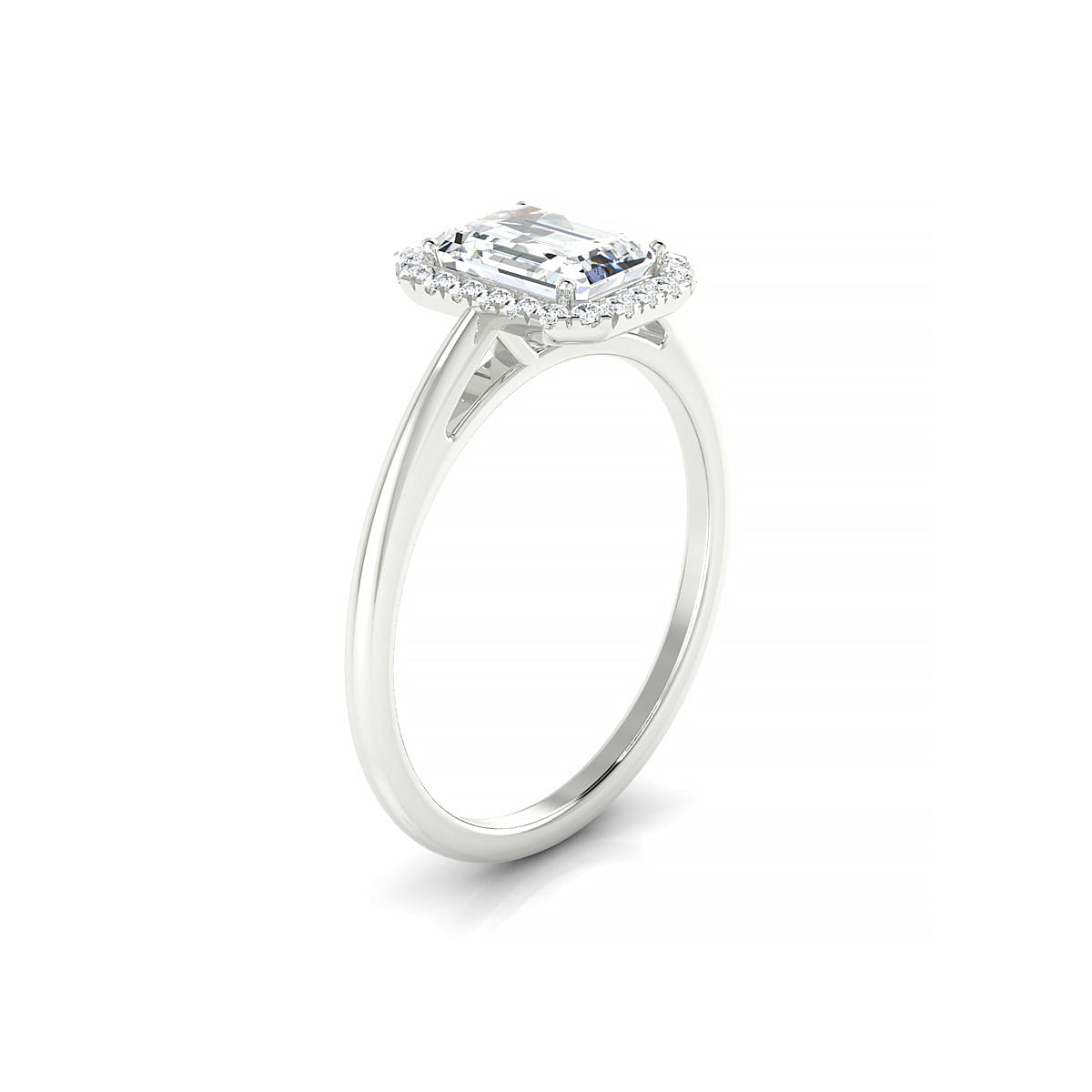 Solar | 18k White Gold 7 x 5 mm Emerald Diamond Ring