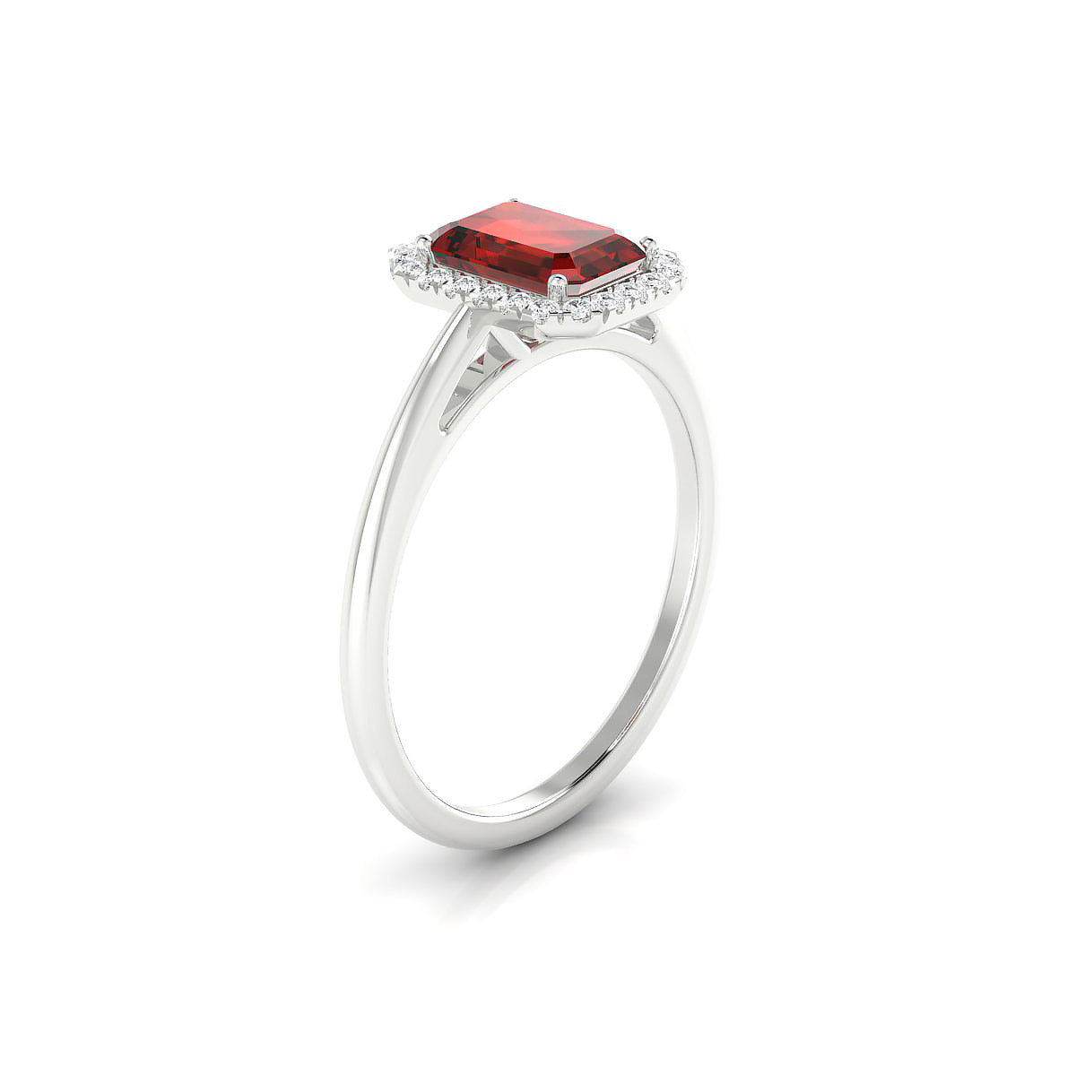 Solar | 18k White Gold 7 x 5 mm Emerald Garnet Ring