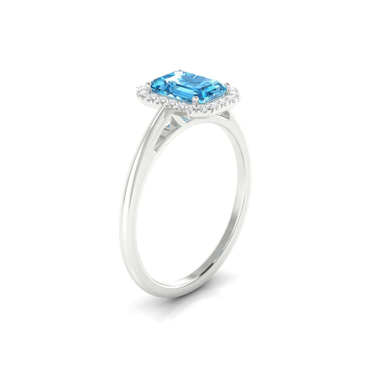 Solar | 18k White Gold 7 x 5 mm Emerald Topaz Ring