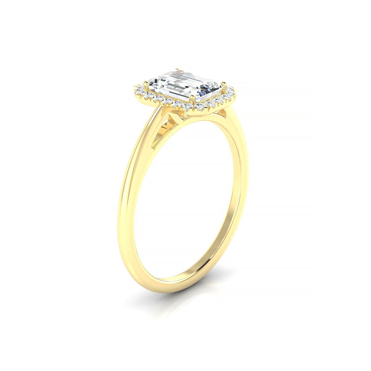 Solar | 18k Yellow Gold 7 x 5 mm Emerald Diamond Ring