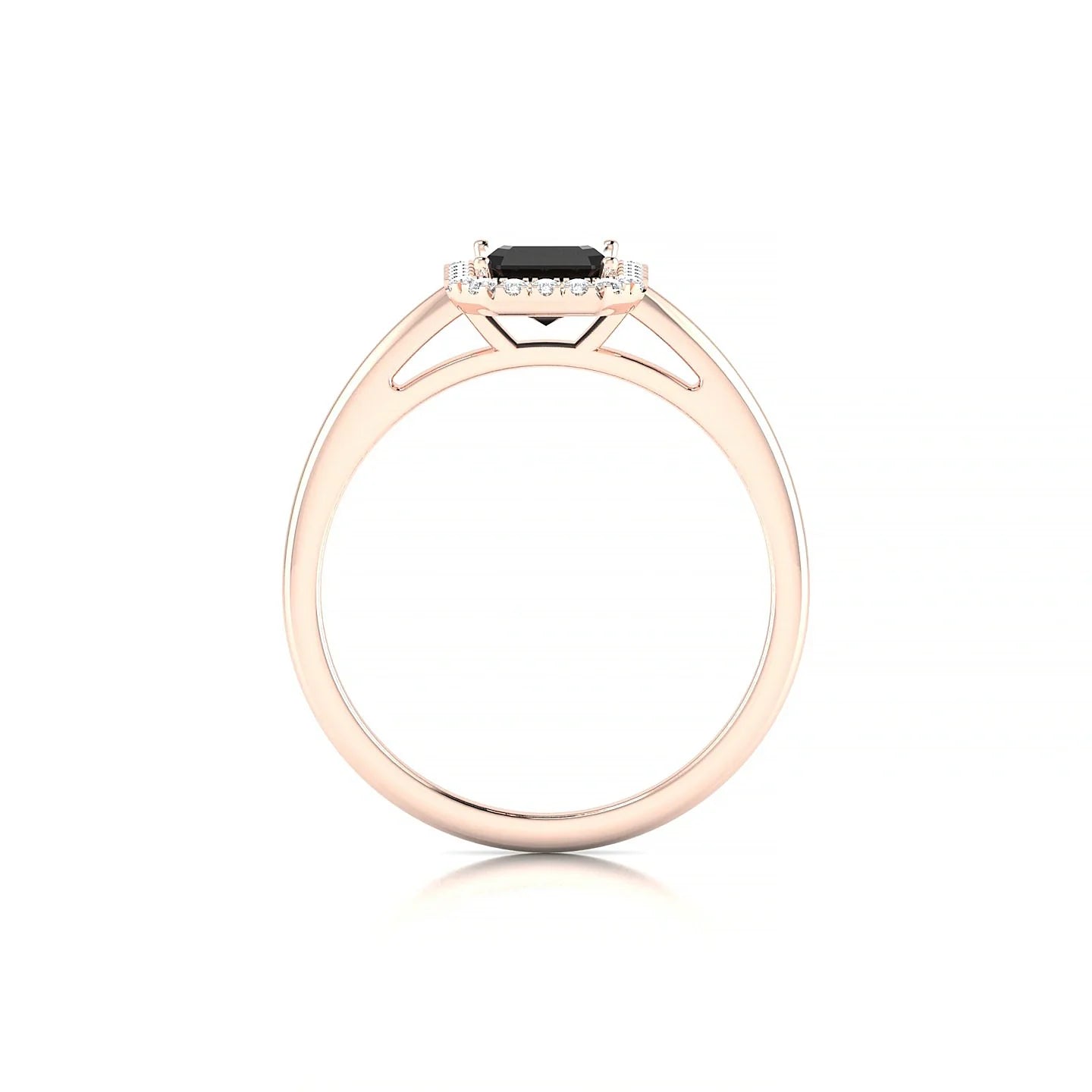 Solar | 18k Rose Gold 7 x 5 mm Emerald Black Diamond Ring
