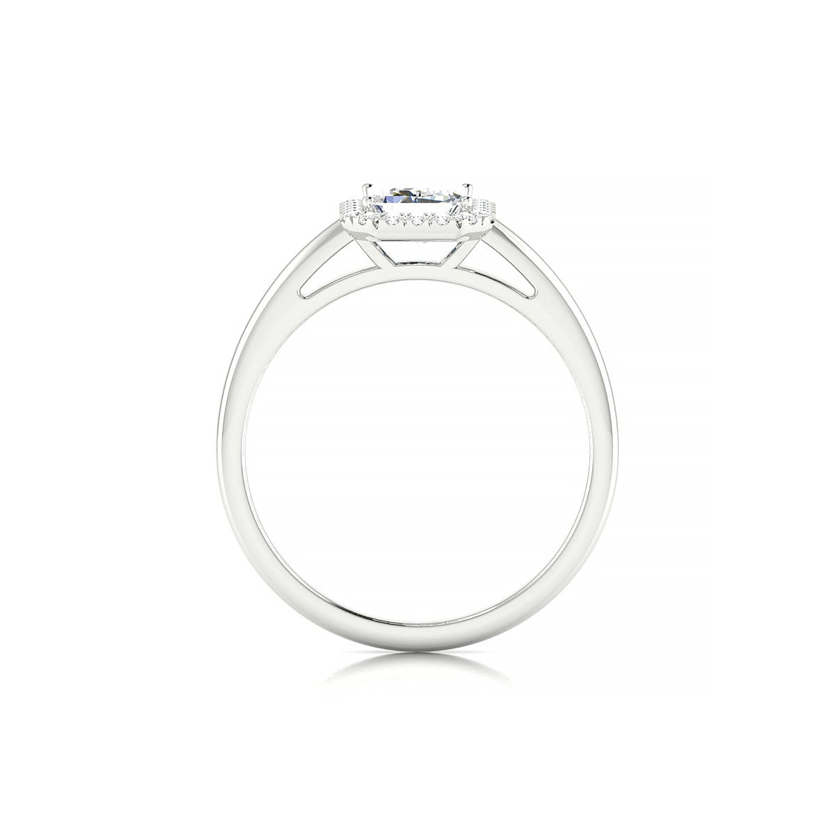 Solar | 18k White Gold 7 x 5 mm Emerald Diamond Ring