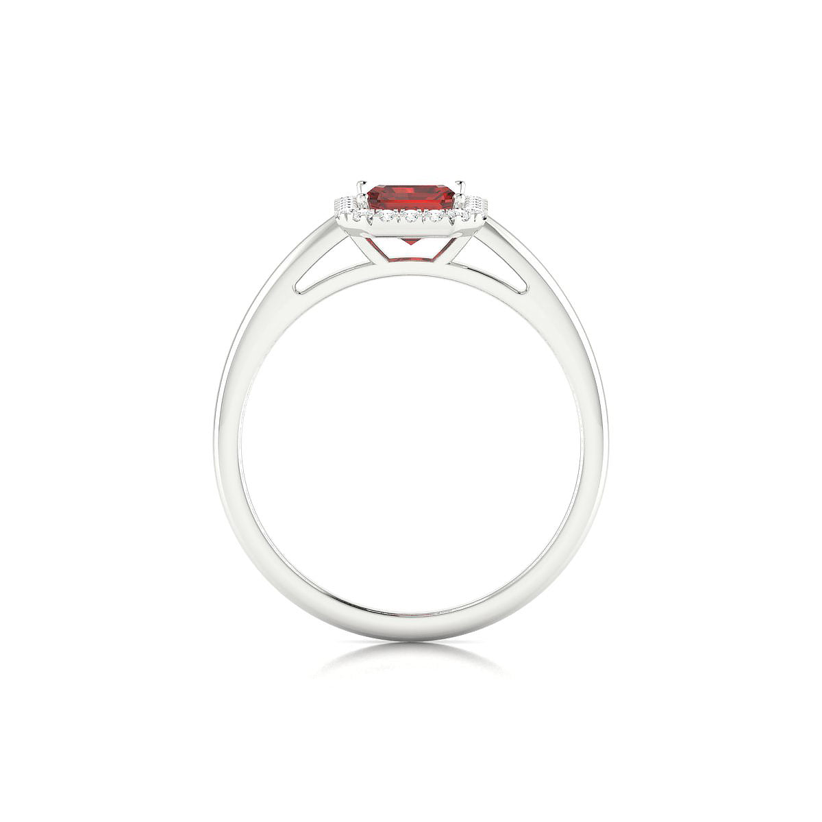 Solar | 18k White Gold 7 x 5 mm Emerald Garnet Ring