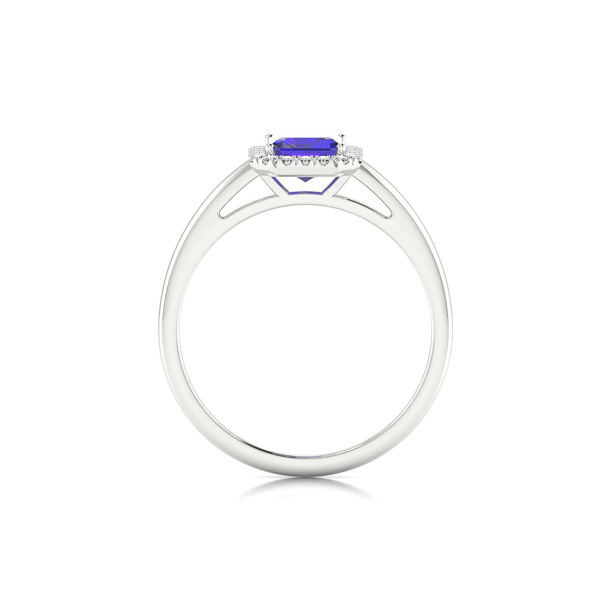 Solar | 18k White Gold 7 x 5 mm Emerald Tanzanite Ring
