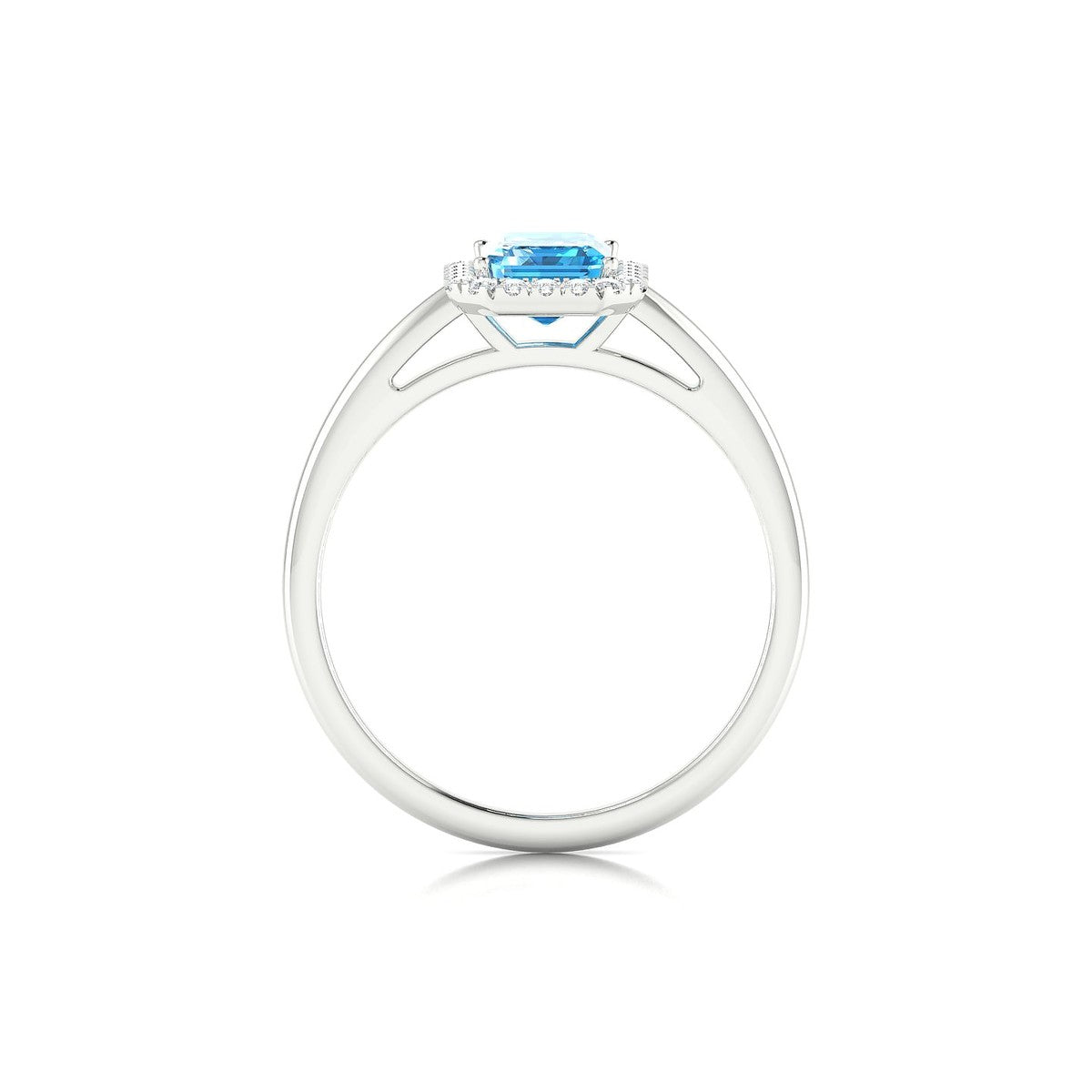 Solar | 18k White Gold 7 x 5 mm Emerald Topaz Ring