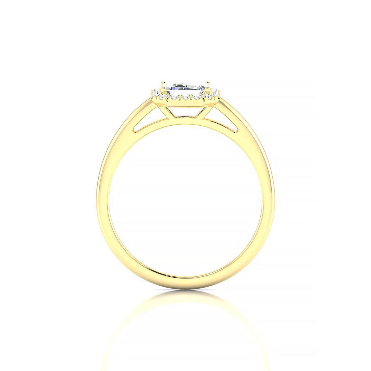 Solar | 18k Yellow Gold 7 x 5 mm Emerald Diamond Ring