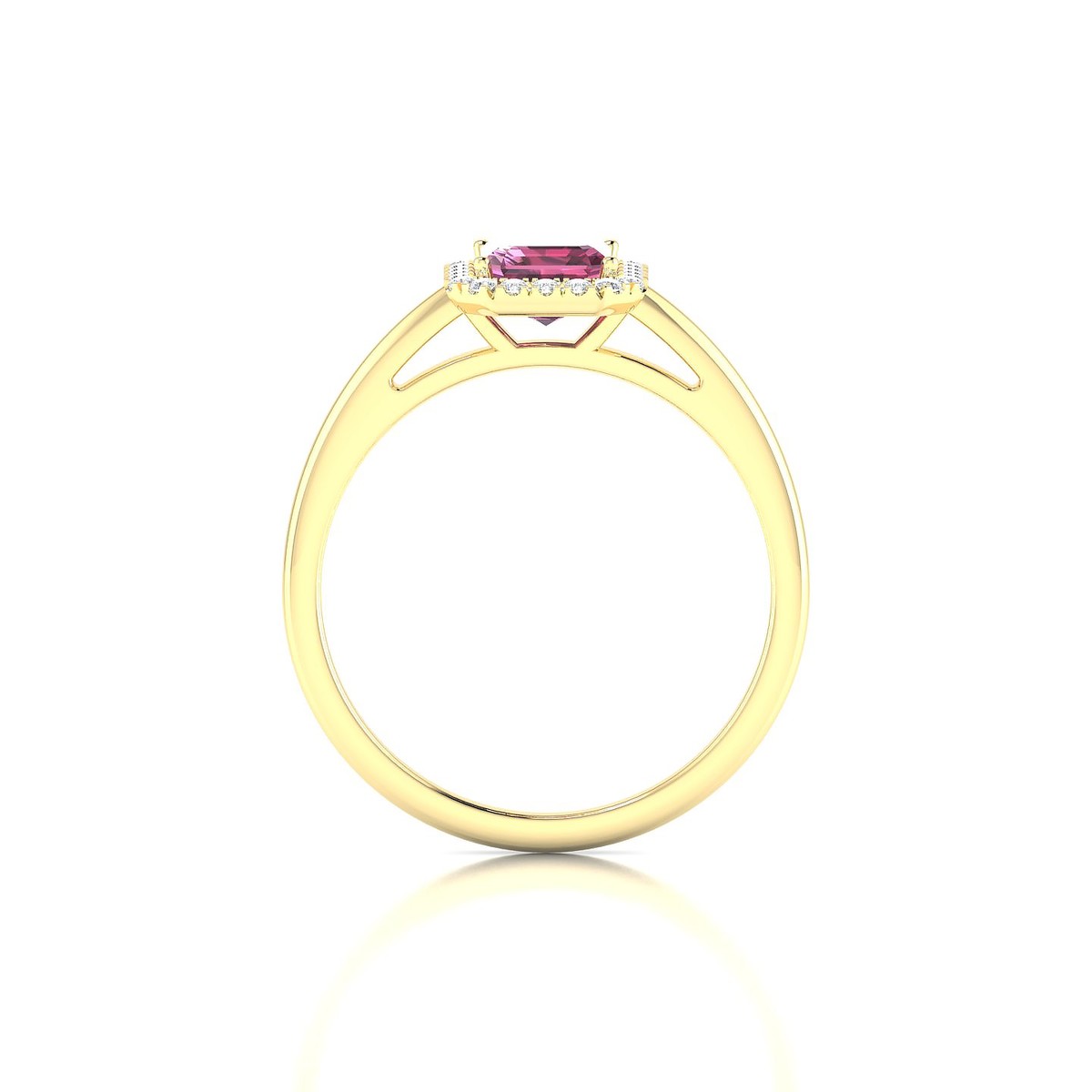 Solar | 18k Yellow Gold 7 x 5 mm Emerald Rhodolite Ring