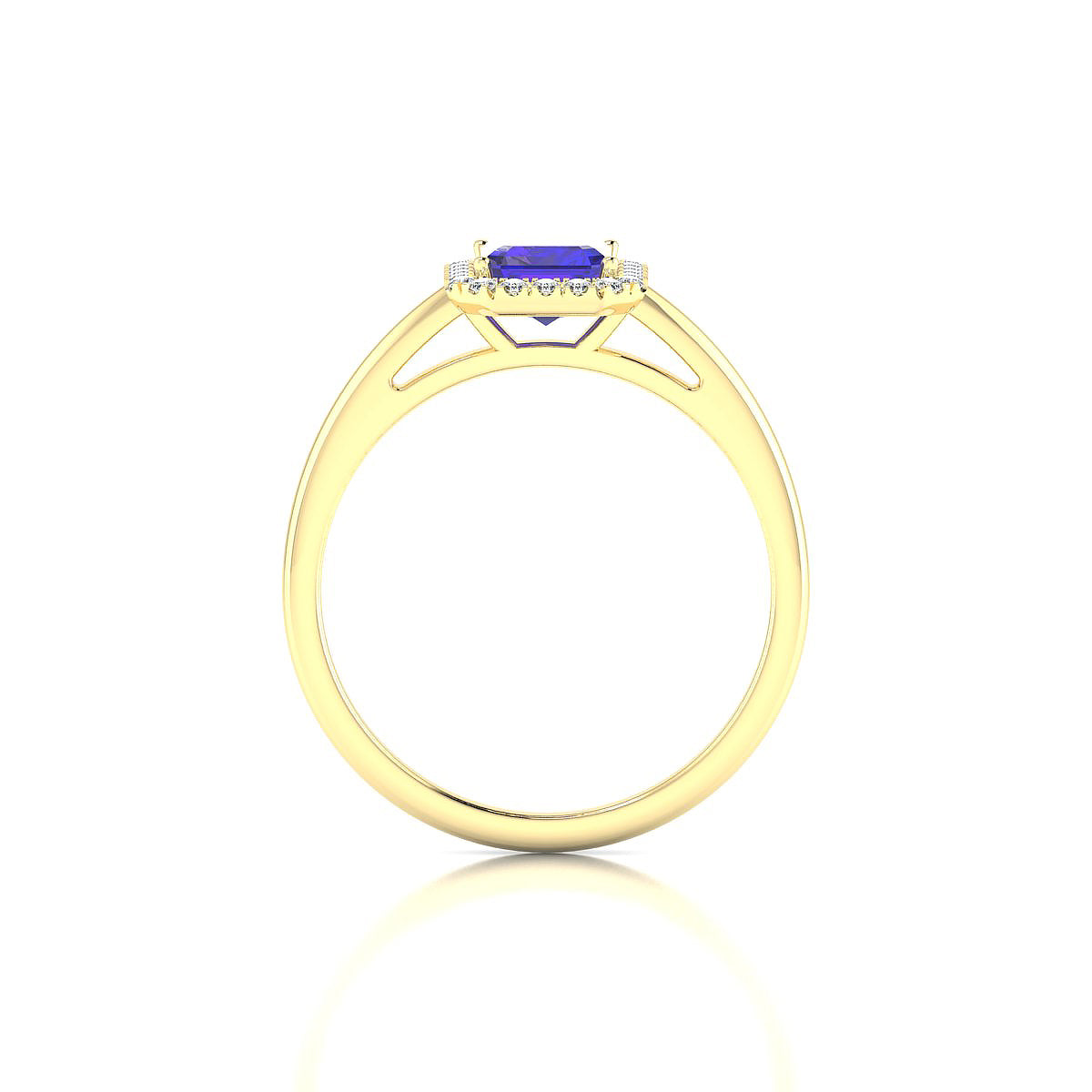 Solar | 18k Yellow Gold 7 x 5 mm Emerald Tanzanite Ring