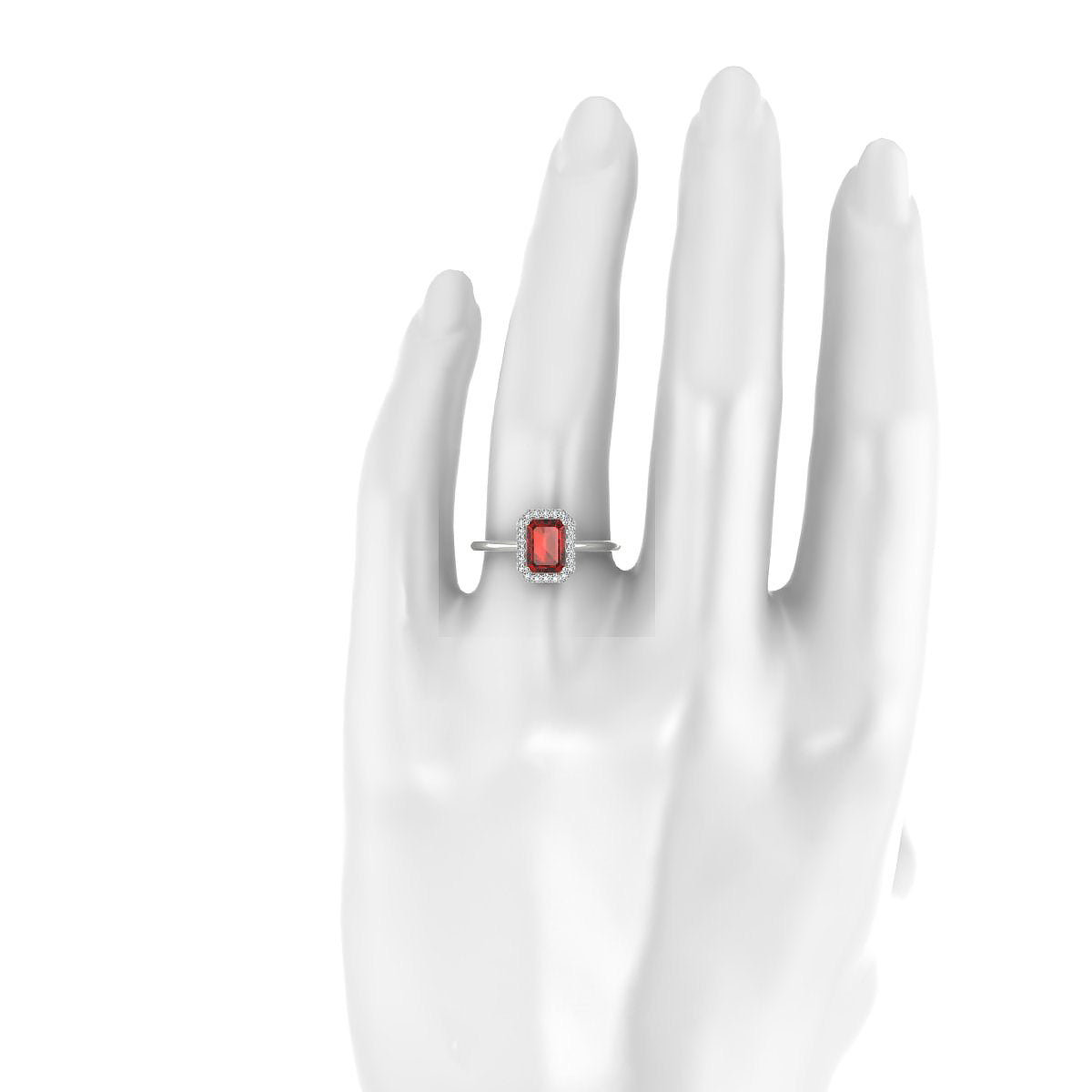 Solar | 18k White Gold 7 x 5 mm Emerald Garnet Ring
