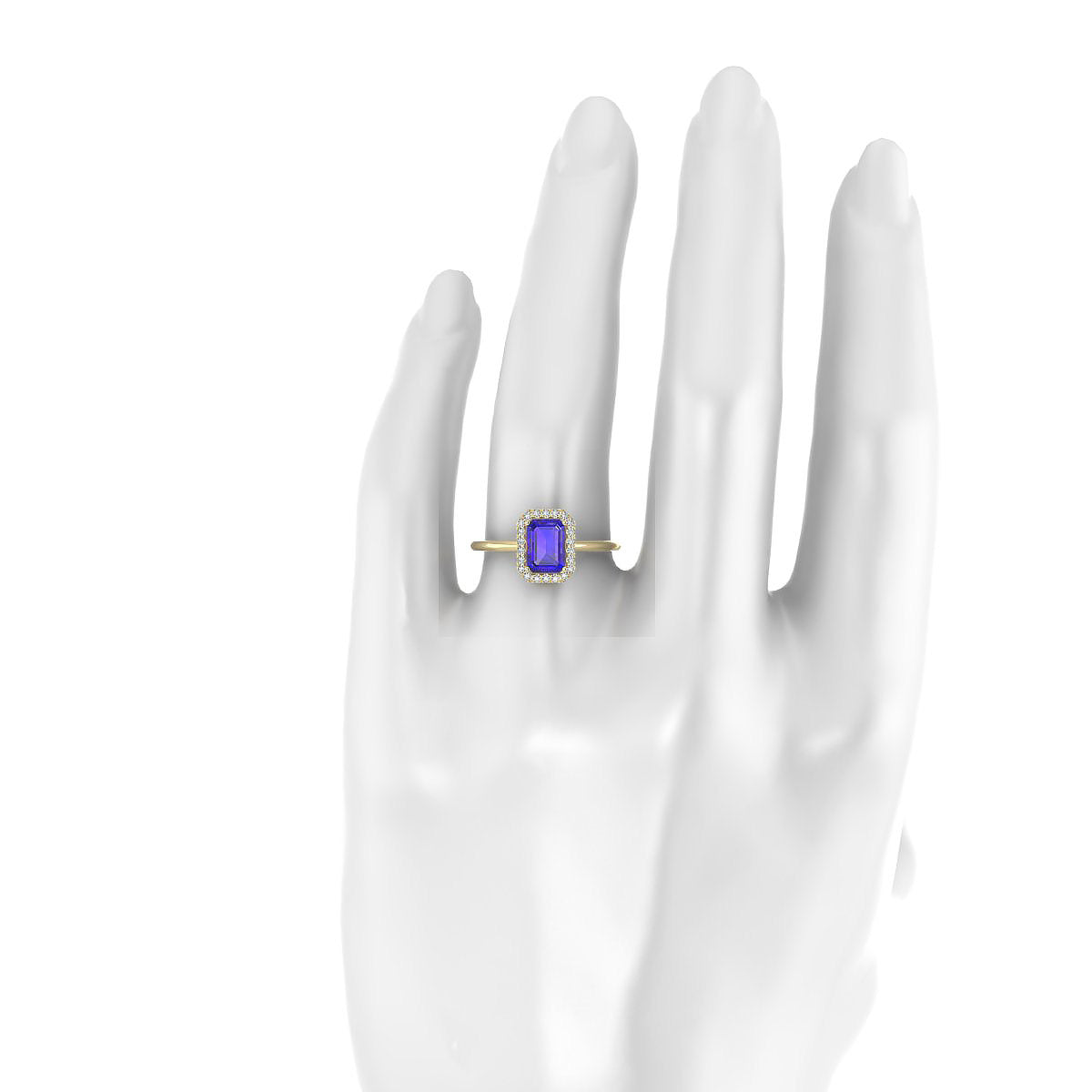 Solar | 18k Yellow Gold 7 x 5 mm Emerald Tanzanite Ring