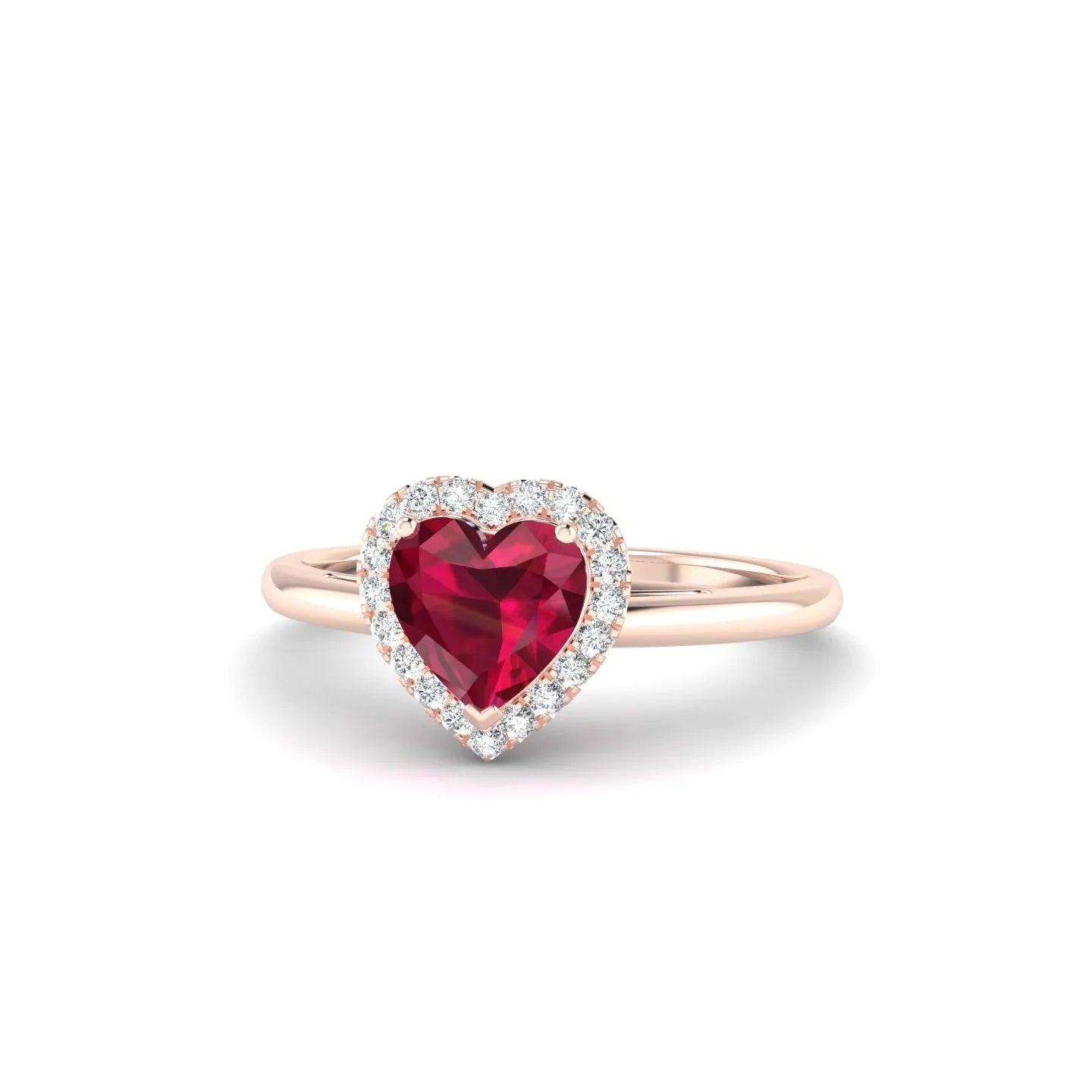 Solar | 18k Rose Gold 5.5 mm Heart Ruby Ring