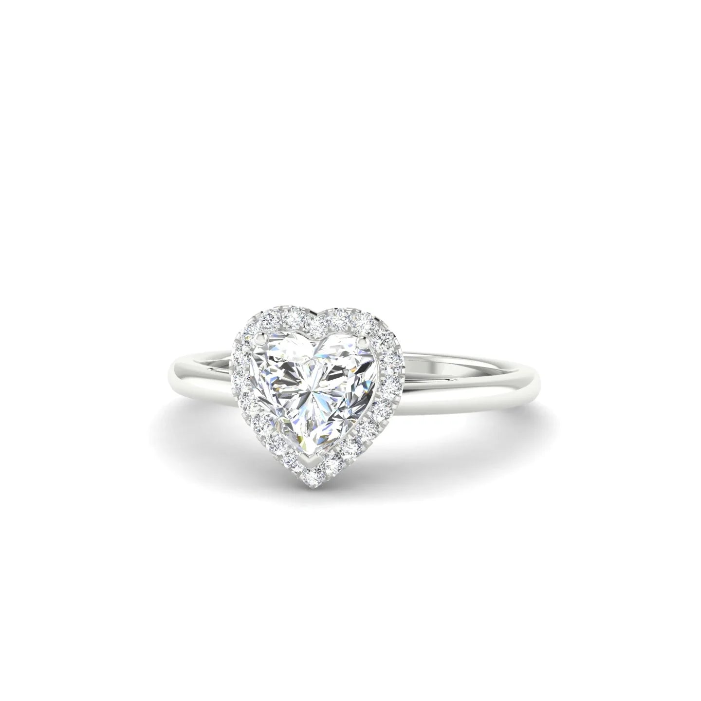 Solar | 18k White Gold 5.5 mm Heart Diamond Ring