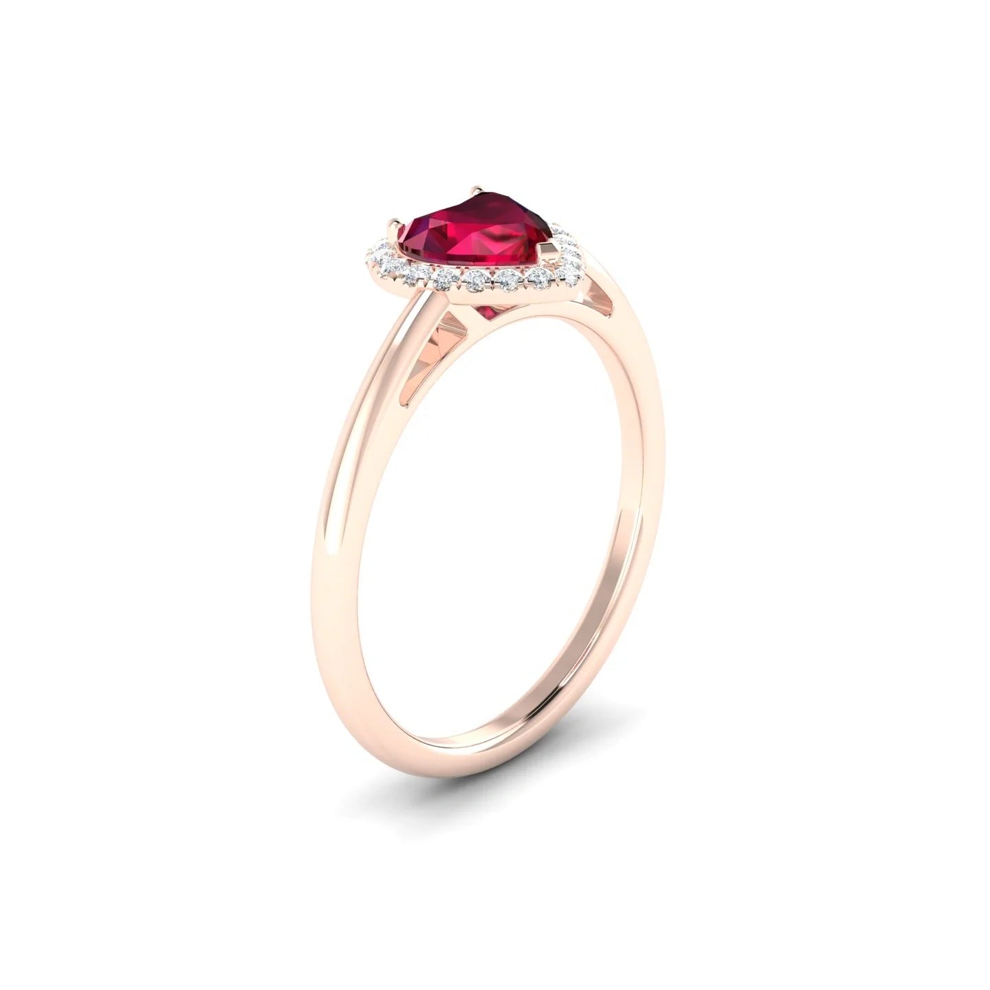 Solar | 18k Rose Gold 5.5 mm Heart Ruby Ring