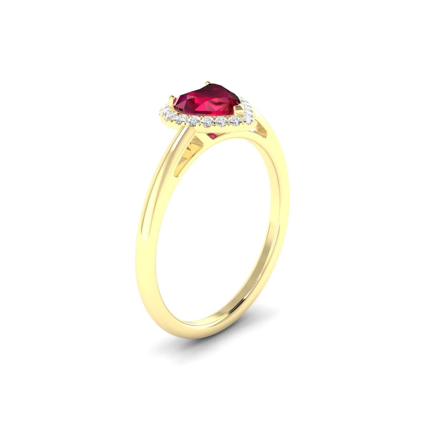Solar | 18k Yellow Gold 5.5 mm Heart Ruby Ring