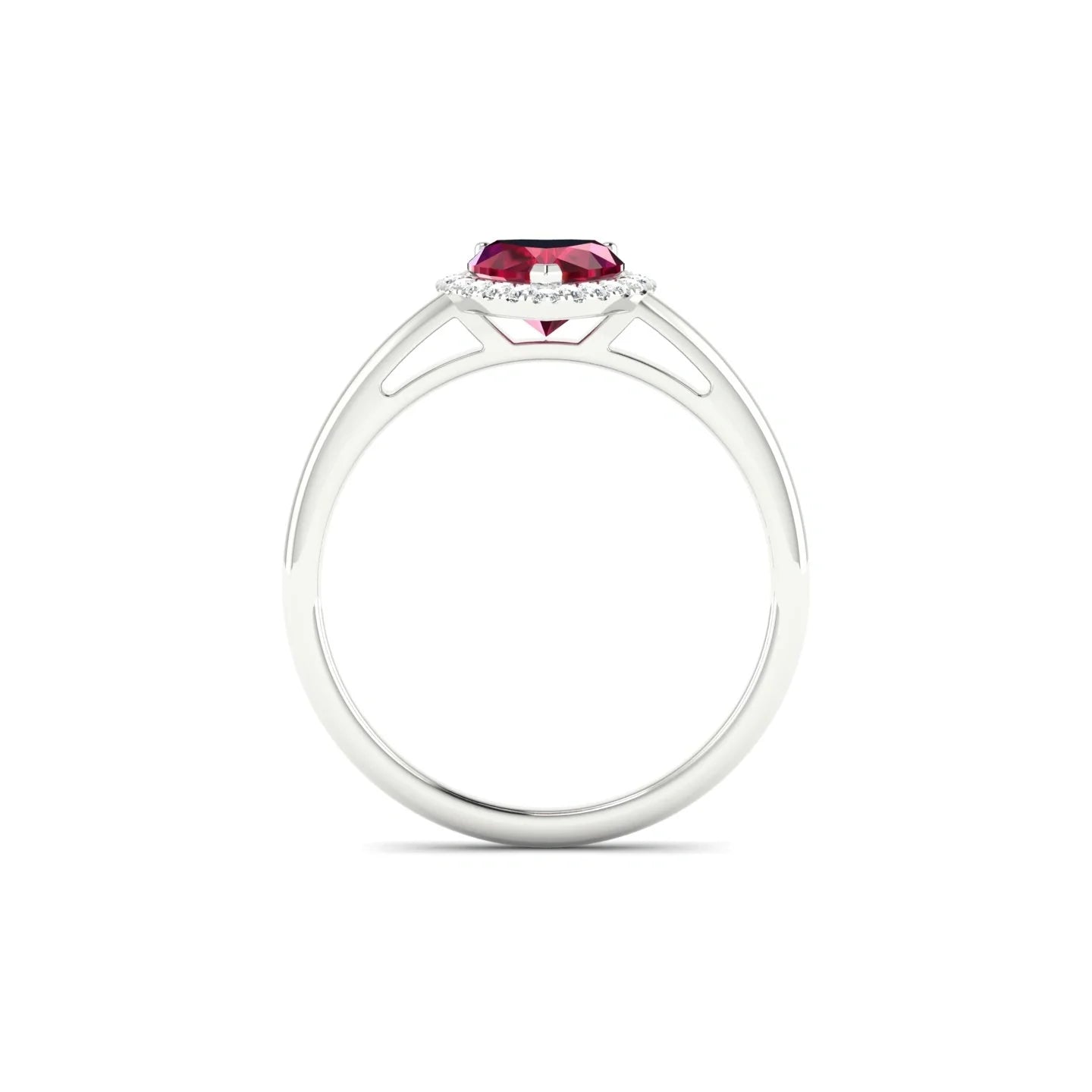 Solar | 18k White Gold 5.5 mm Heart Ruby Ring
