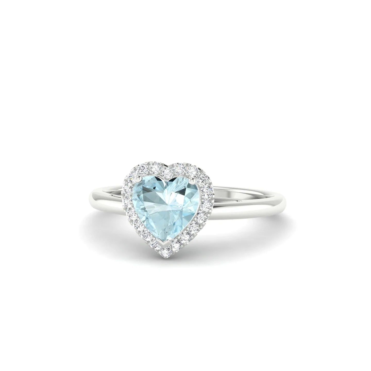 Solar | 18k White Gold 6 mm Heart Aquamarine Ring