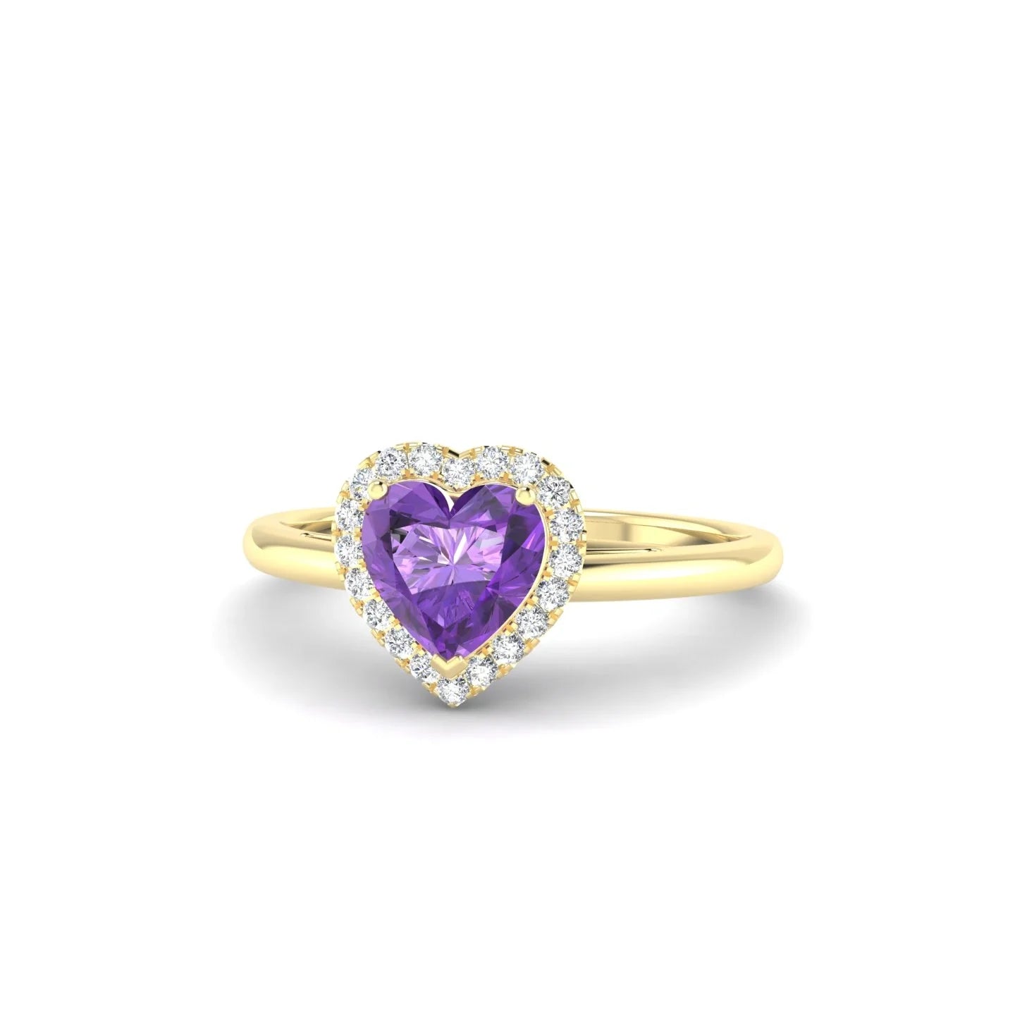 Solar | 18k Yellow Gold 6 mm Heart Amethyst Ring