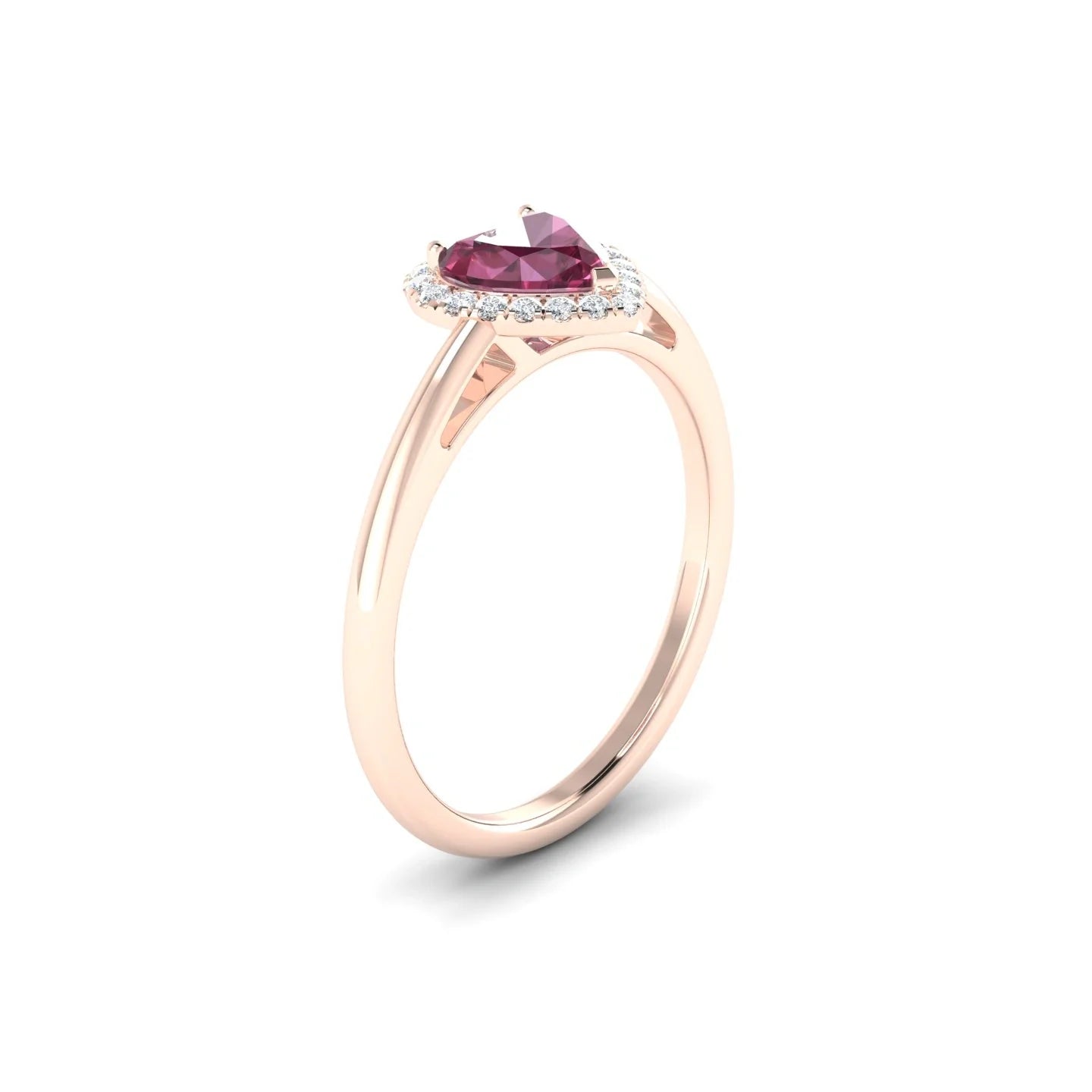 Solar | 18k Rose Gold 6 mm Heart Rhodolite Ring