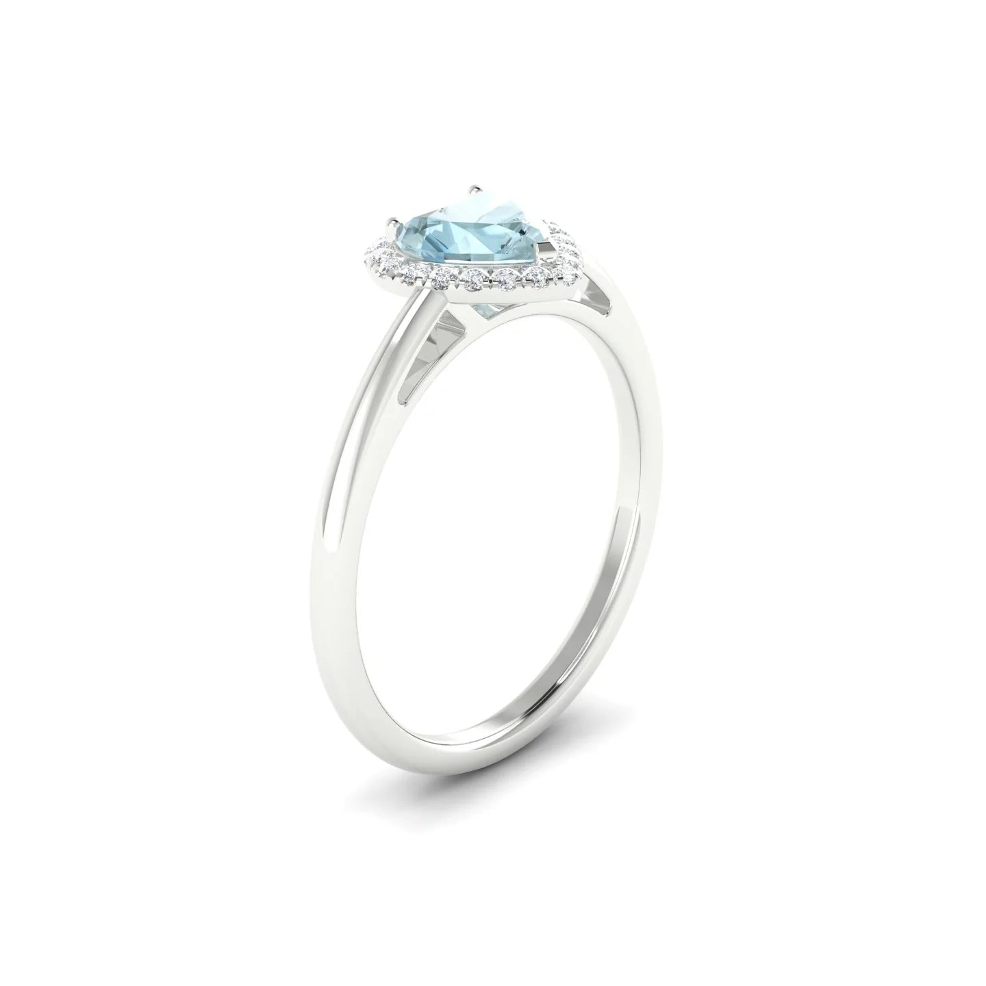 Solar | 18k White Gold 6 mm Heart Aquamarine Ring