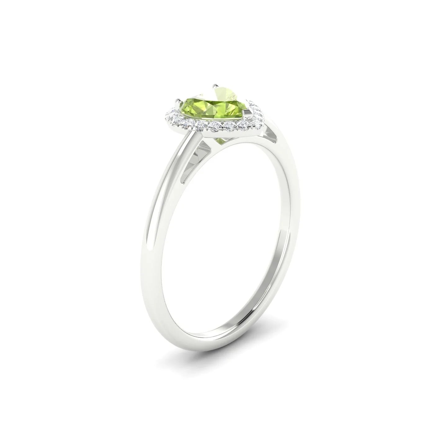 Solar | 18k White Gold 6 mm Heart Peridot Ring