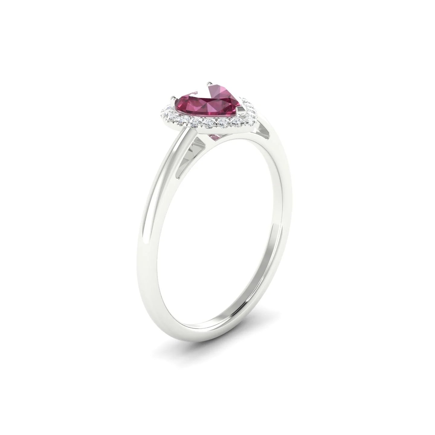 Solar | 18k White Gold 6 mm Heart Rhodolite Ring