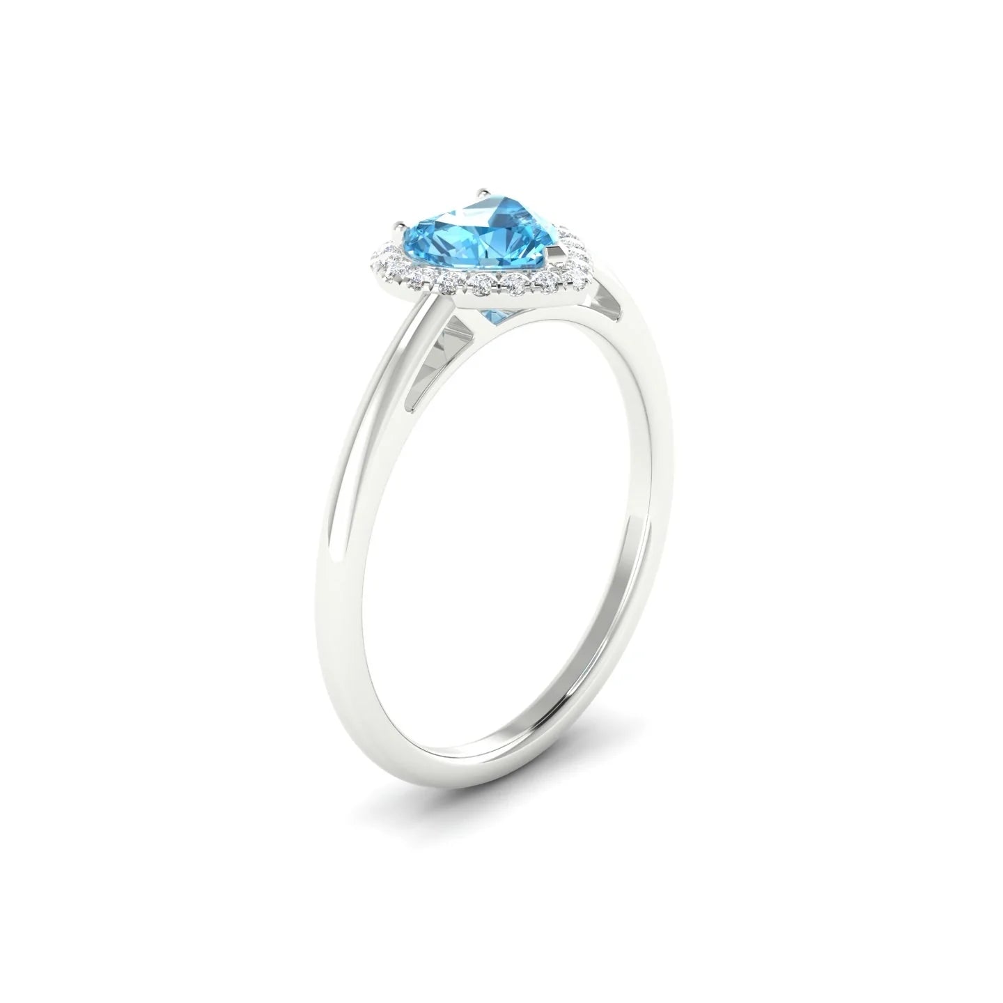 Solar | 18k White Gold 6 mm Heart Topaz Ring