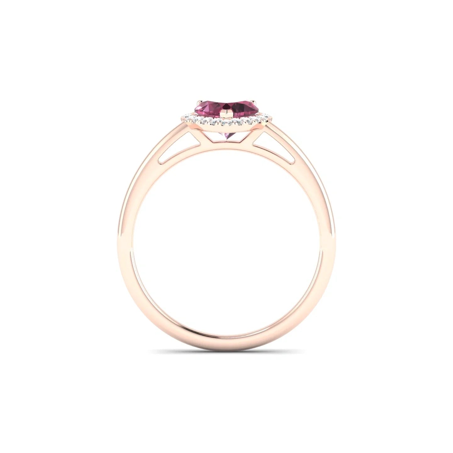 Solar | 18k Rose Gold 6 mm Heart Rhodolite Ring