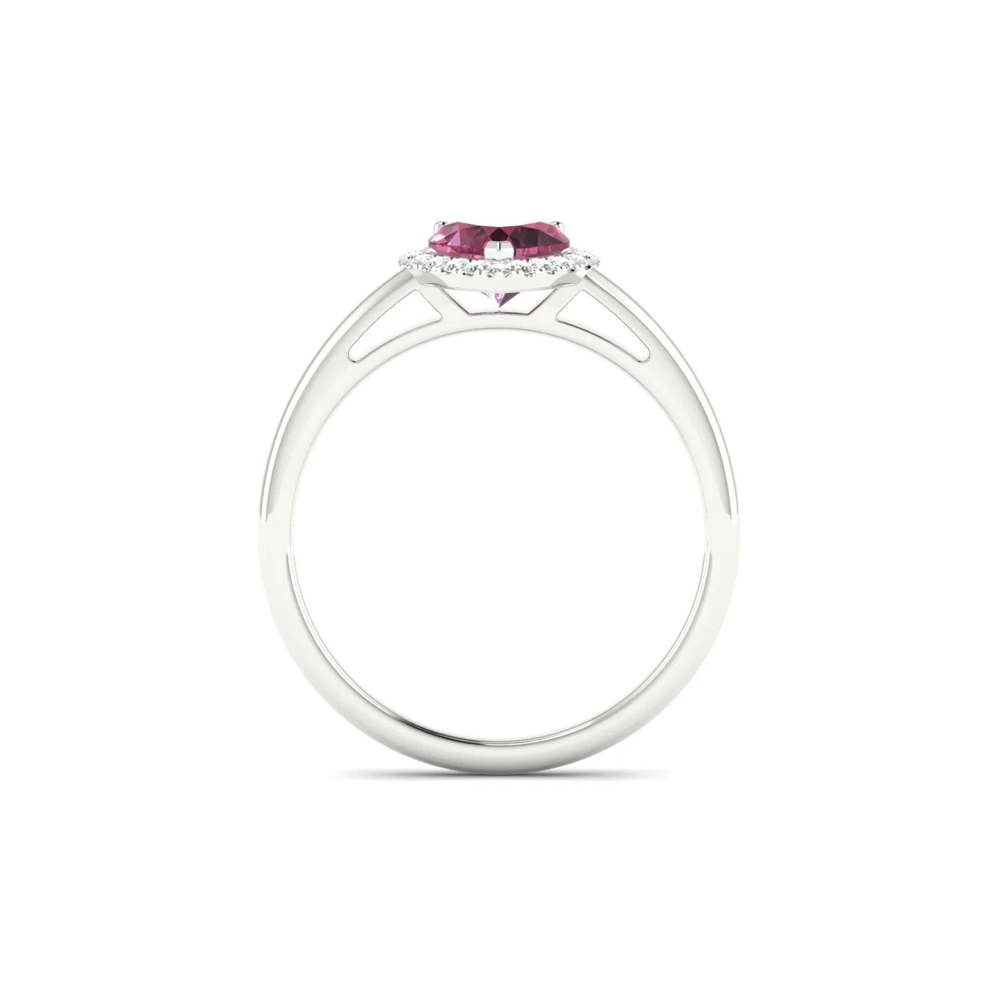 Solar | 18k White Gold 6 mm Heart Rhodolite Ring
