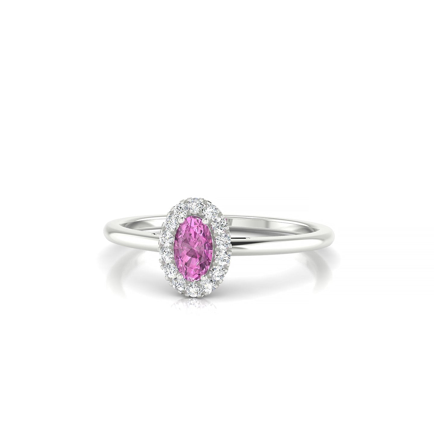 Solar | 18k White Gold 5 x 3 mm Oval Pink Sapphire Ring