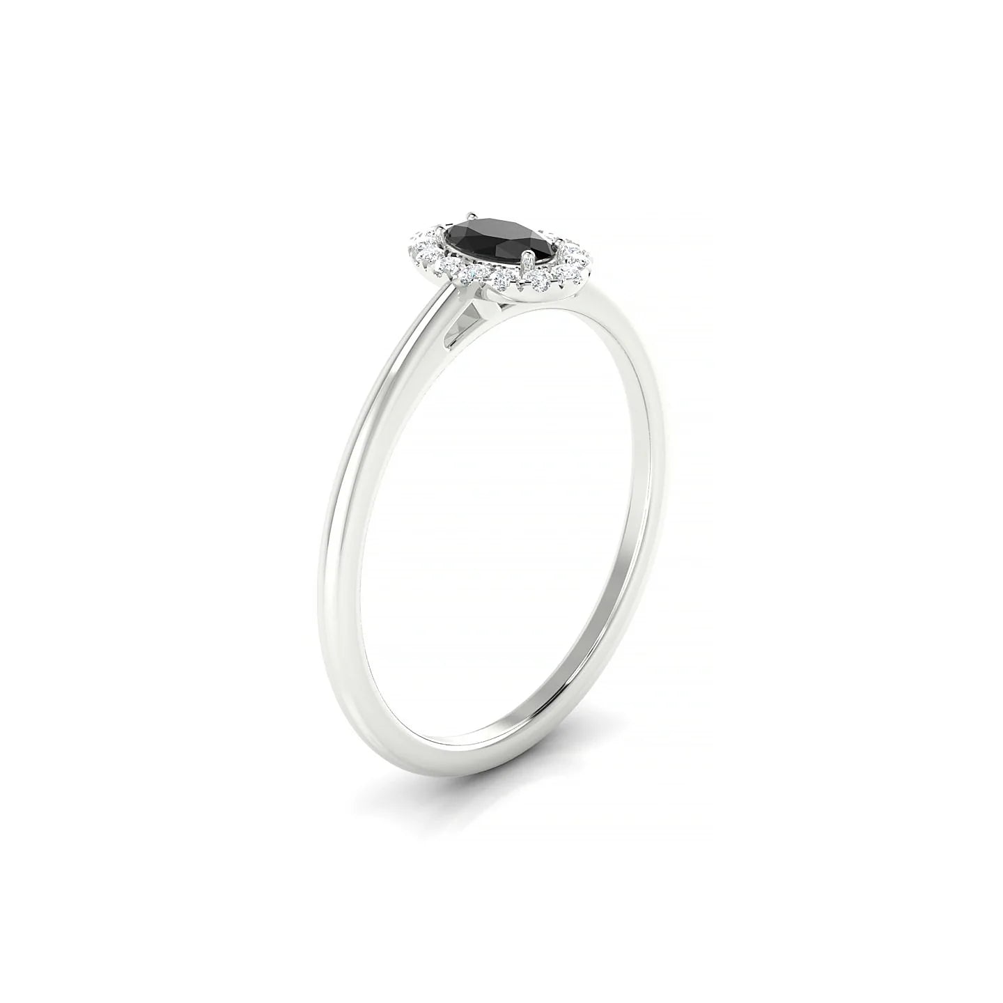 Solar | 18k White Gold 5 x 3 mm Oval Black Diamond Ring