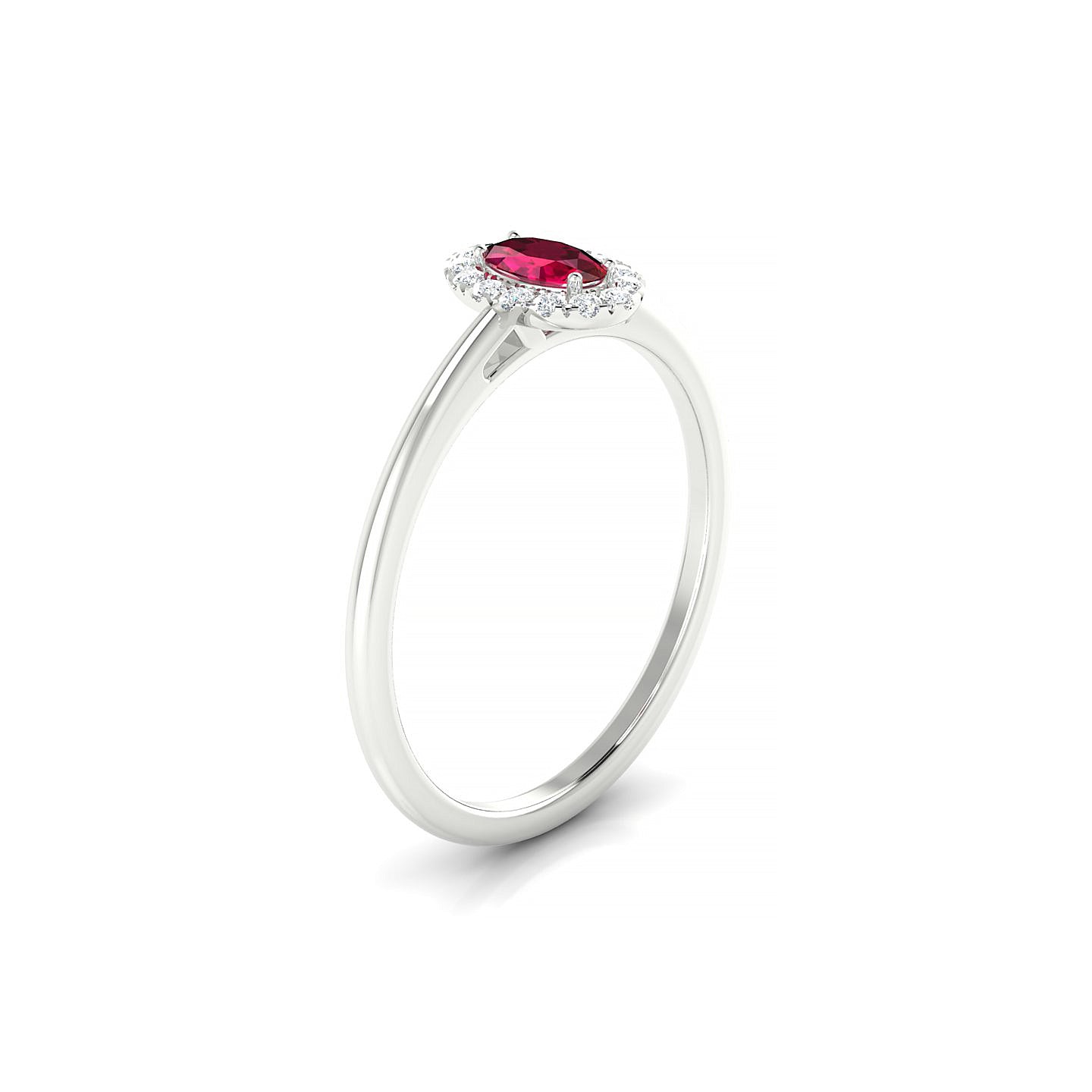 Solar | 18k White Gold 5 x 3 mm Oval Ruby Ring