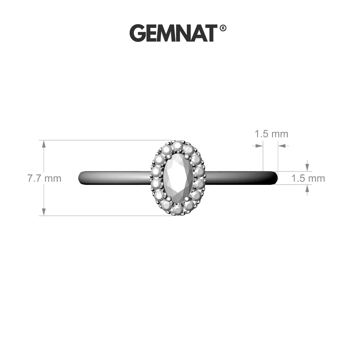Solar | 18k White Gold 5 x 3 mm Oval Emerald Ring