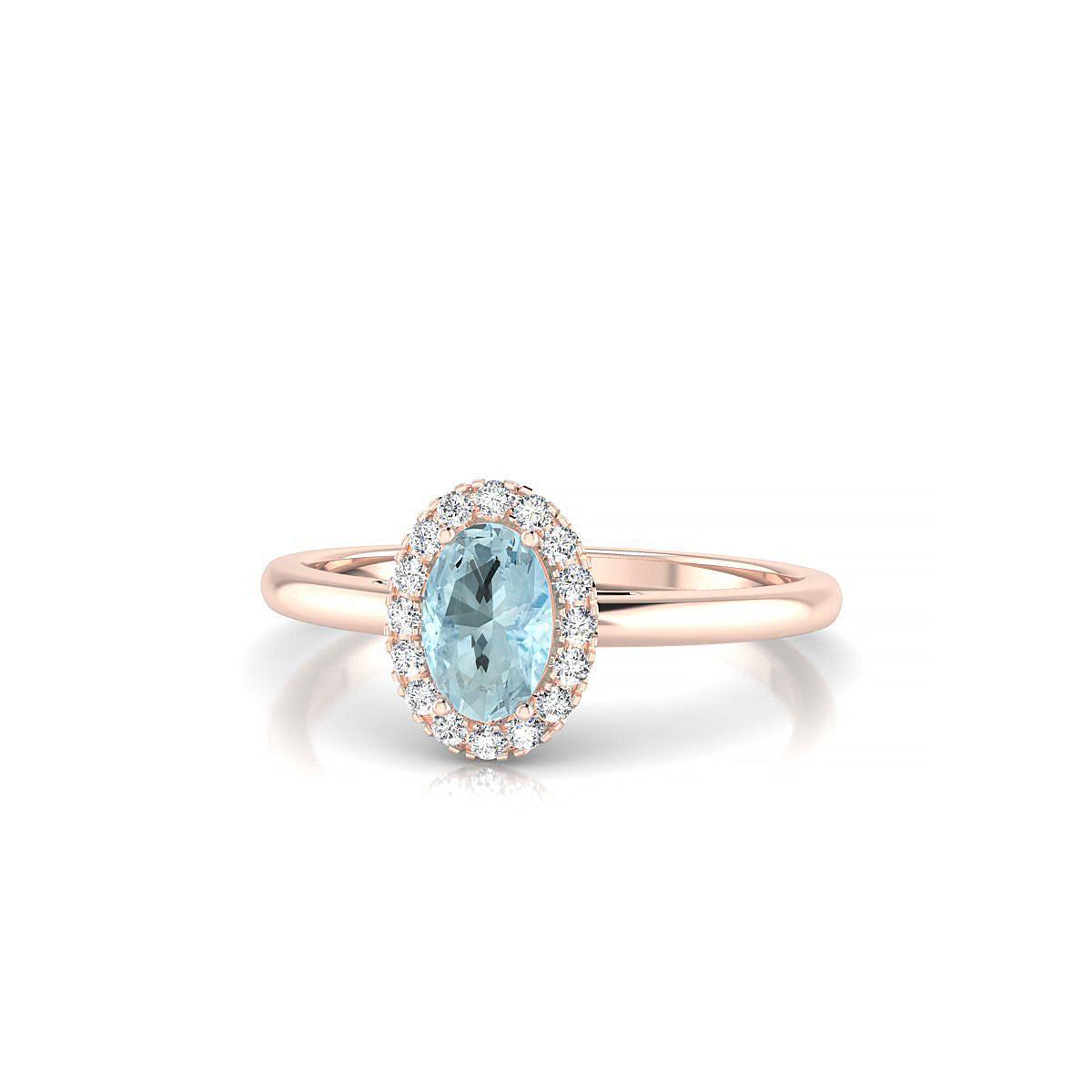 Solar | 18k Rose Gold 6 x 4 mm Oval Aquamarine Ring