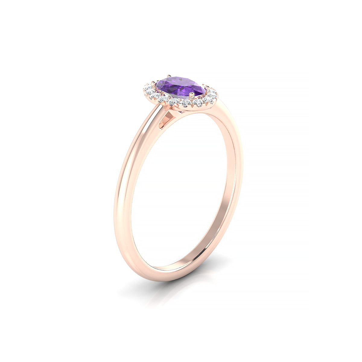 Solar | 18k Rose Gold 6 x 4 mm Oval Amethyst Ring
