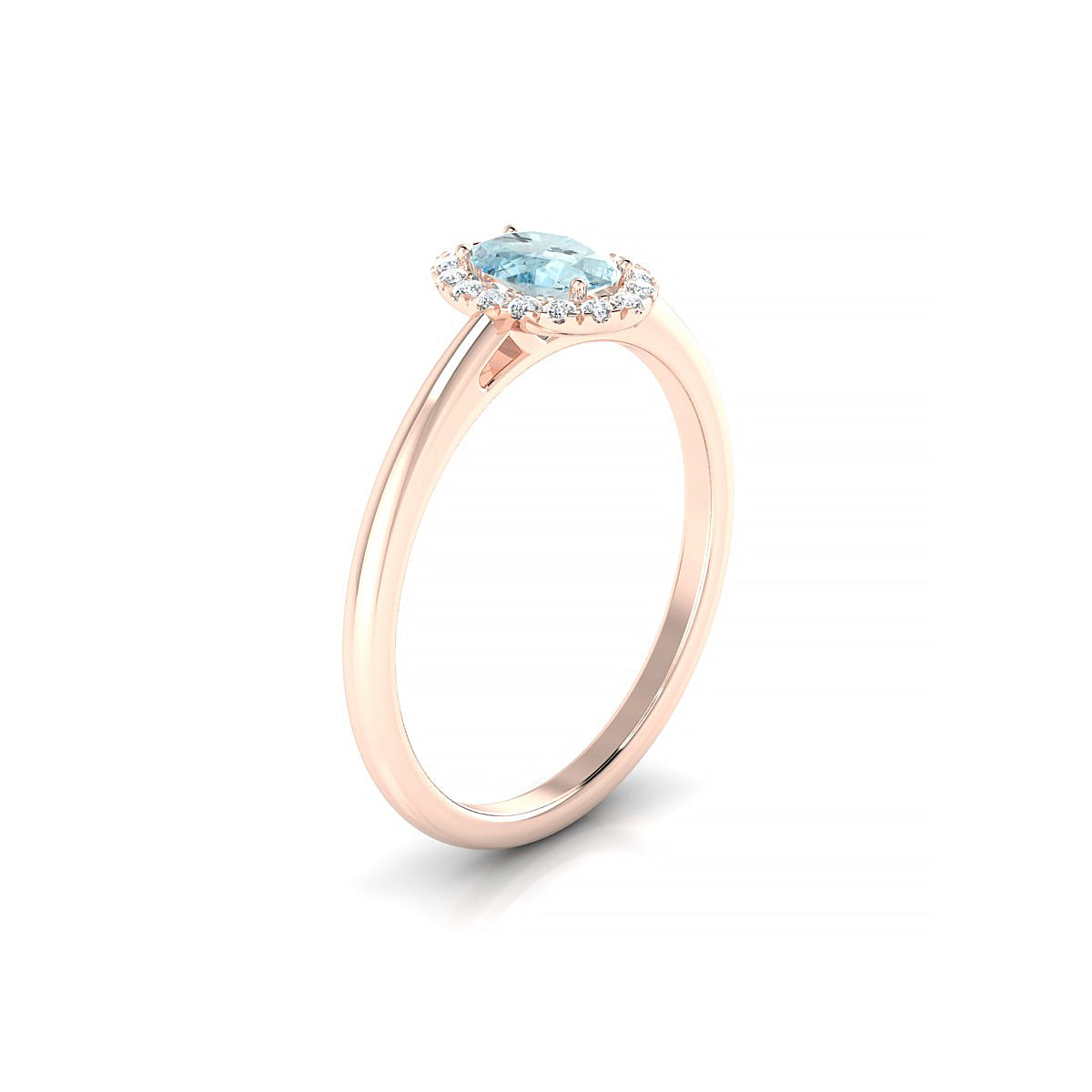 Solar | 18k Rose Gold 6 x 4 mm Oval Aquamarine Ring