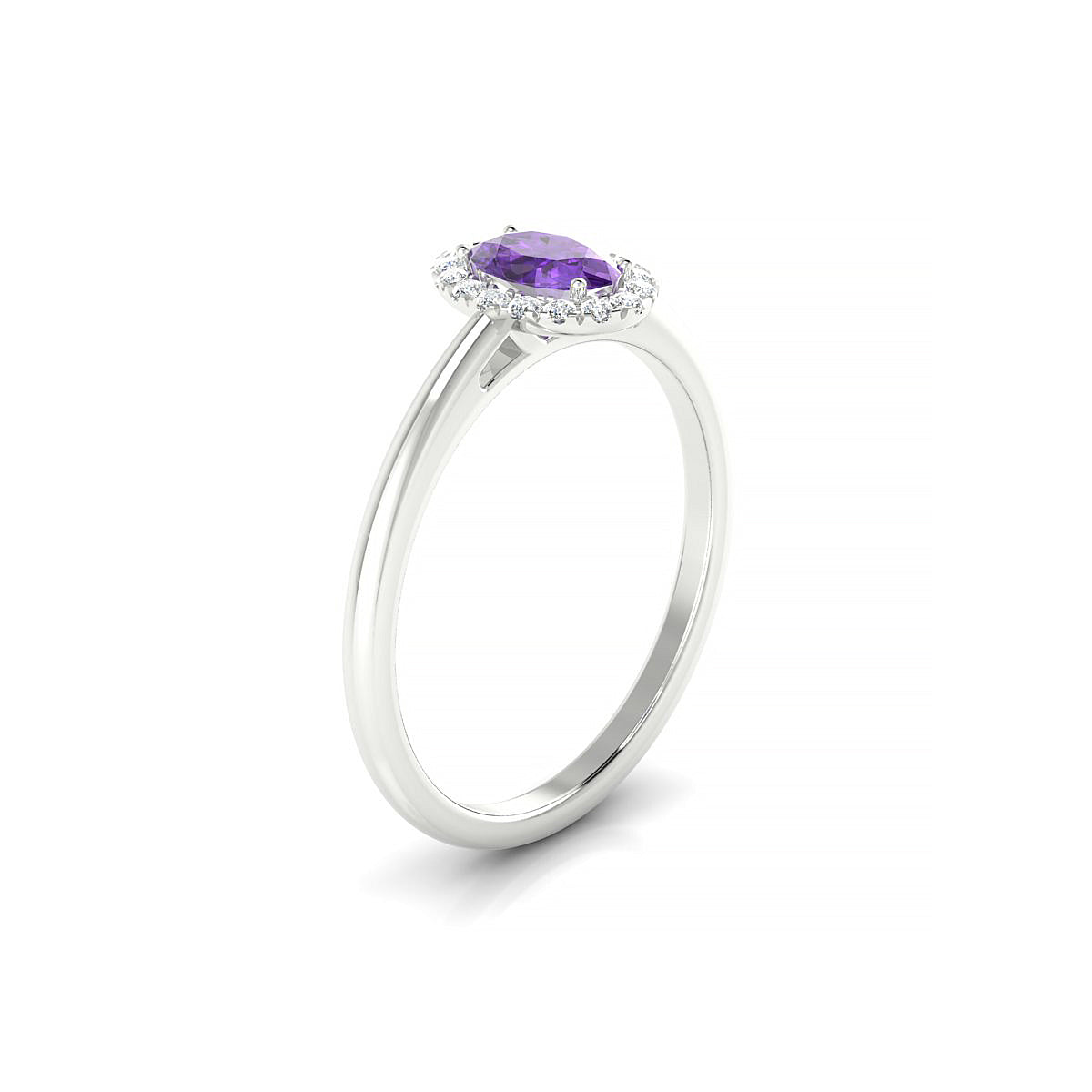 Solar | 18k White Gold 6 x 4 mm Oval Amethyst Ring