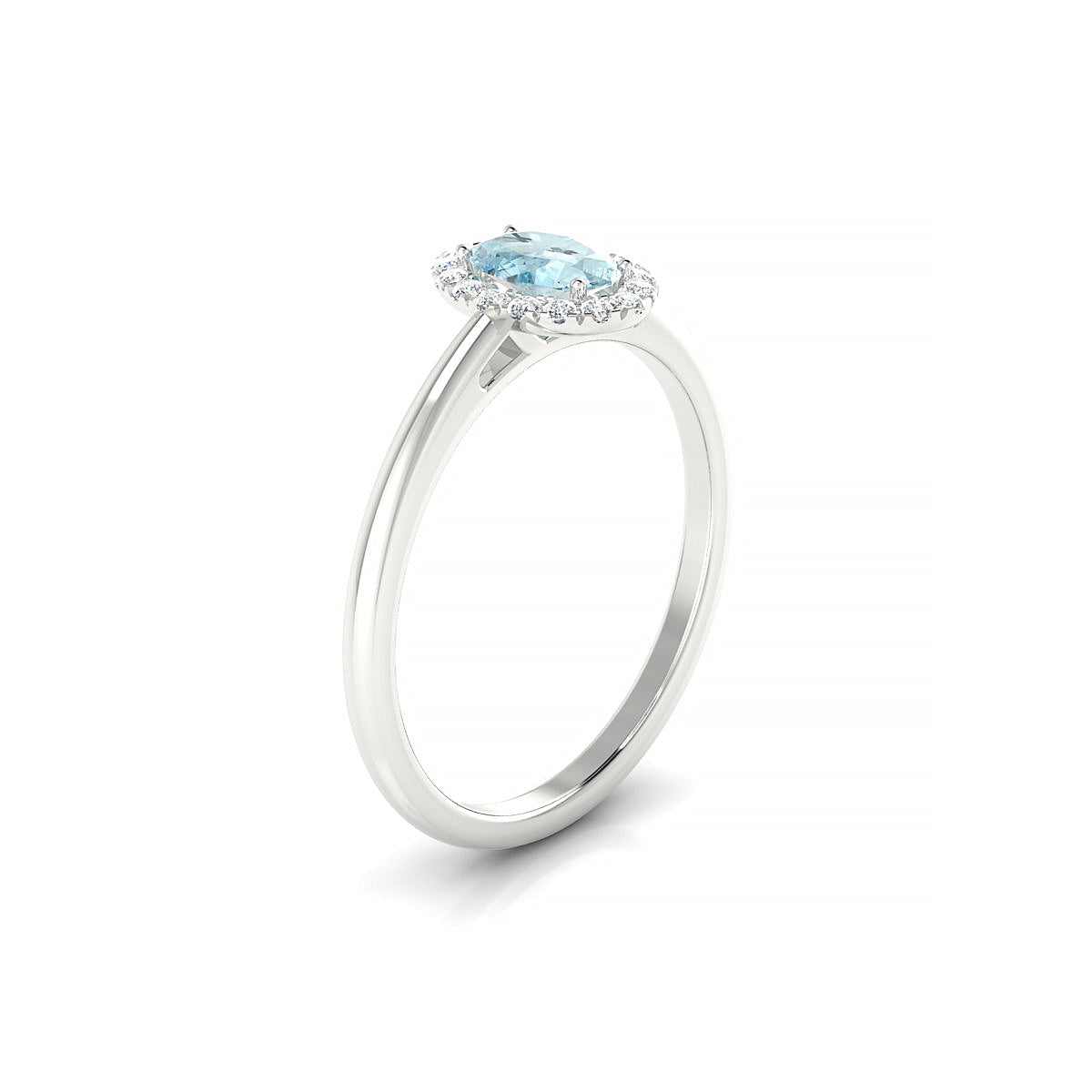 Solar | 18k White Gold 6 x 4 mm Oval Aquamarine Ring