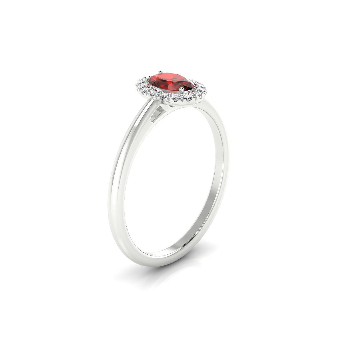 Solar | 18k White Gold 6 x 4 mm Oval Garnet Ring