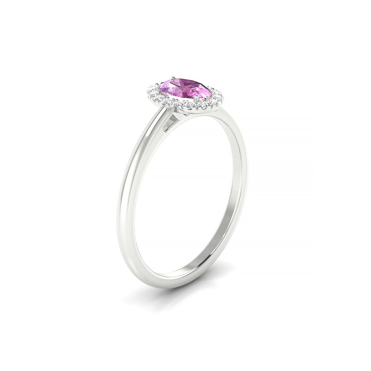 Solar | 18k White Gold 6 x 4 mm Oval Pink Sapphire Ring