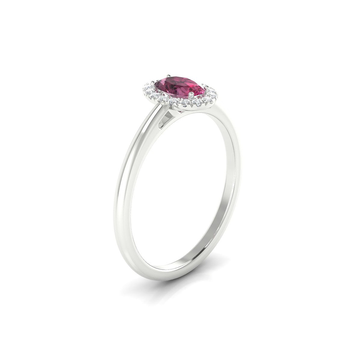 Solar | 18k White Gold 6 x 4 mm Oval Rhodolite Ring