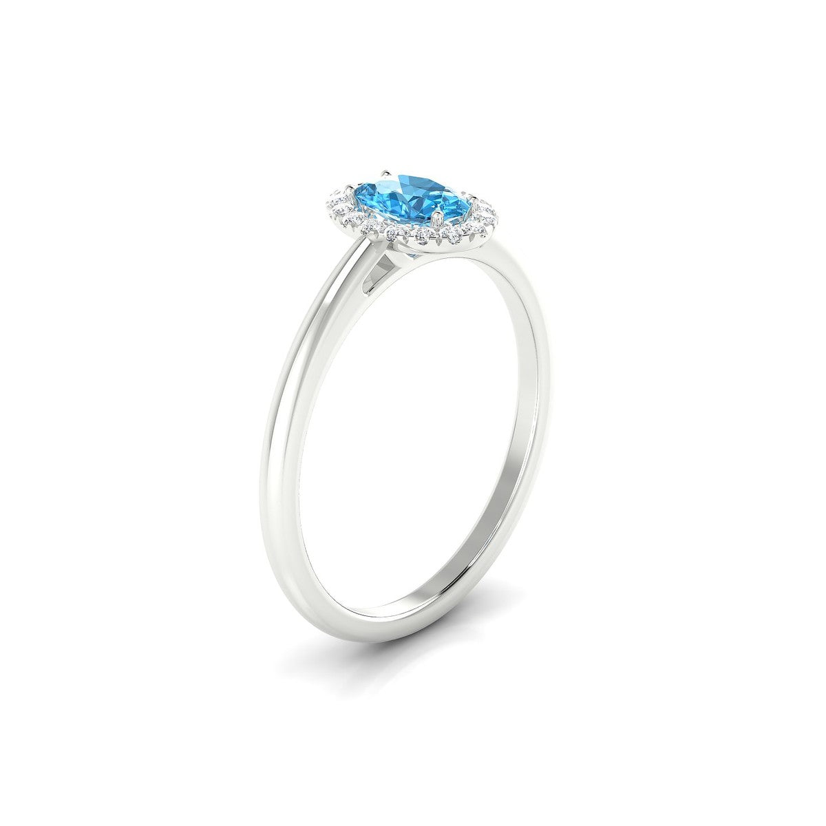 Solar | 18k White Gold 6 x 4 mm Oval Topaz Ring