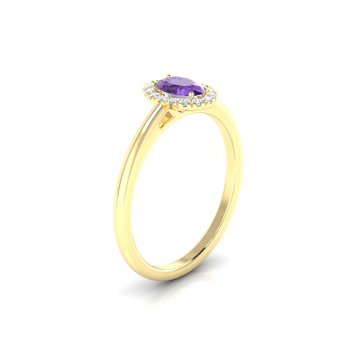 Solar | 18k Yellow Gold 6 x 4 mm Oval Amethyst Ring