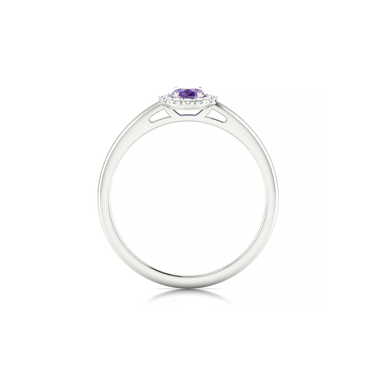 Solar | 18k White Gold 6 x 4 mm Oval Amethyst Ring